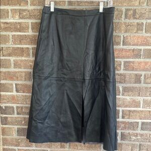 Chic Black Vegan Leather Midi Skirt